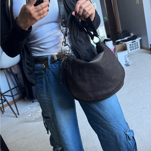 Elegant Dark Brown COACH Leather Hobo Bag - Picture 1 of 8